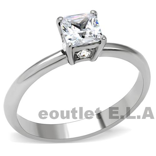 0.72CT PRINCESS CZ SOLITAIRE STAINLESS STEEL RING-size10